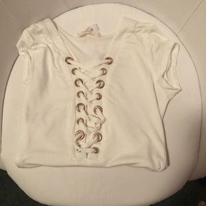 White lace up clip body suit